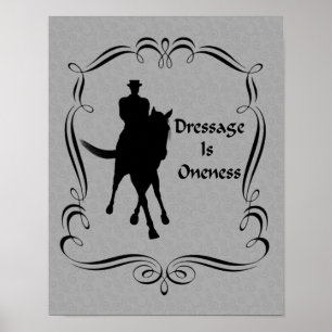 Dressage är Oneness Horse och Rider Silhouette Poster