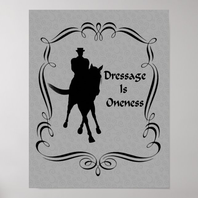 Dressage är Oneness Horse och Rider Silhouette Poster (Framsidan)