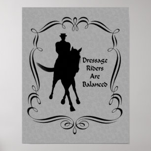 Dressage Balanced Horse and Rider Silhouette Poster