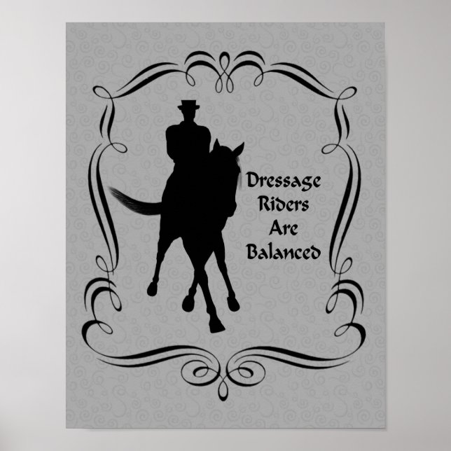 Dressage Balanced Horse and Rider Silhouette Poster (Framsidan)