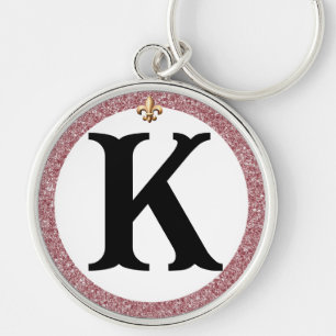 DRESSAGE BREV RO GULD FLEUR DE LIS KEYCHAIN RUND SILVERFÄRGAD NYCKELRING