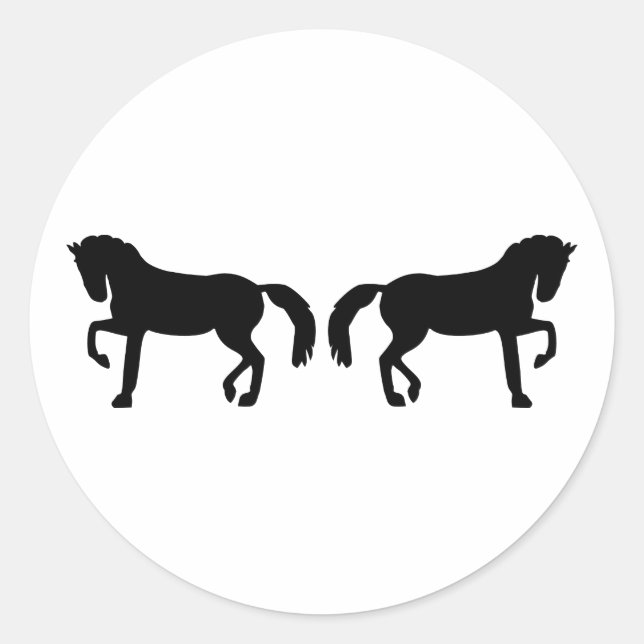 Dressage-hästar Runt Klistermärke (Framsida)