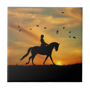 Dressage Horse and Rider Kakelplatta