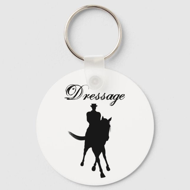 Dressage Horse and Rider Silhouette Light Nyckelring (Framsida)