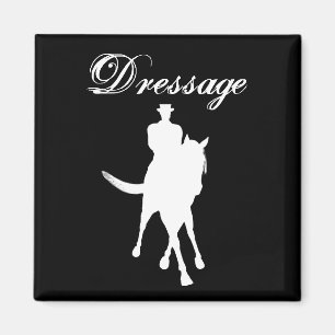Dressage Horse and Rider Silhouette Mörk Magnet