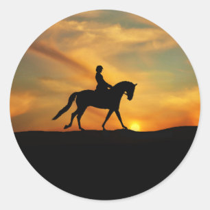 Dressage Horse and Rider Stickers Runt Klistermärke