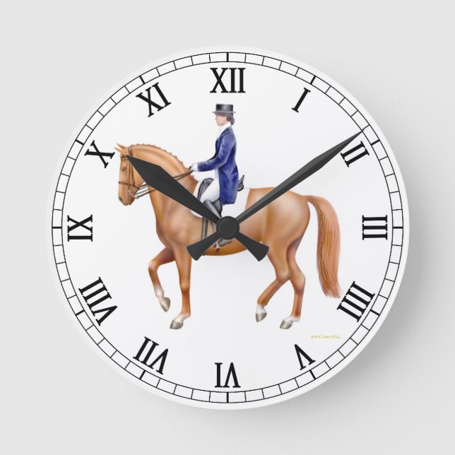 Dressage Horse Equestrian Wall Clock Rund Klocka (Framsida)