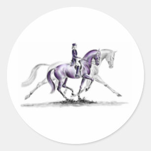 Dressage Horse in Trot Piaffe Runt Klistermärke