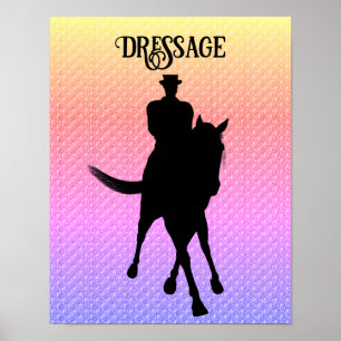 Dressage Horse och Rider Silhouette Poster