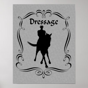 Dressage Horse och Rider Silhouette Poster