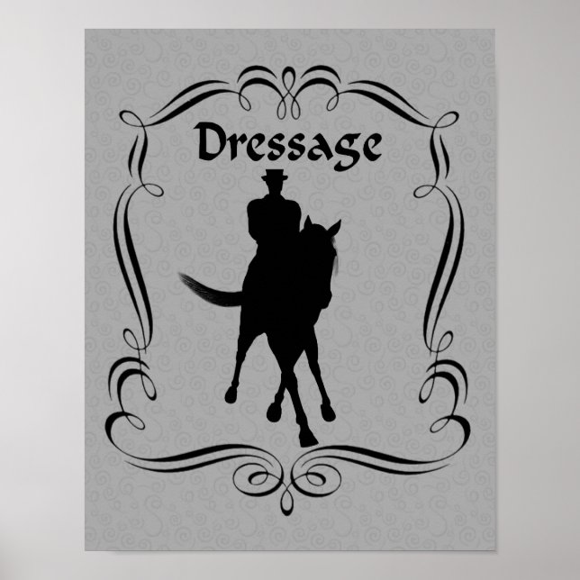 Dressage Horse och Rider Silhouette Poster (Framsidan)