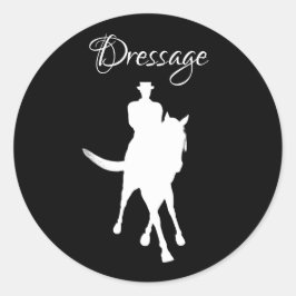 Dressage Horse och Rider Silhouette White Runt Klistermärke
