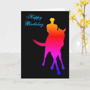 Dressage Horse Rider Färg Silhouette Birthday Kort