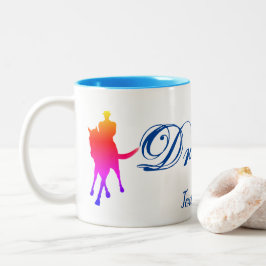 Dressage Horse Rider Färg Silhouette Personlig Två-Tonad Mugg