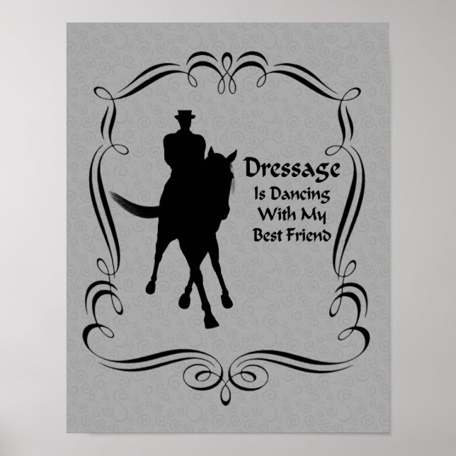 Dressage Horse Rider Silhouette Dancing Poster (Framsidan)