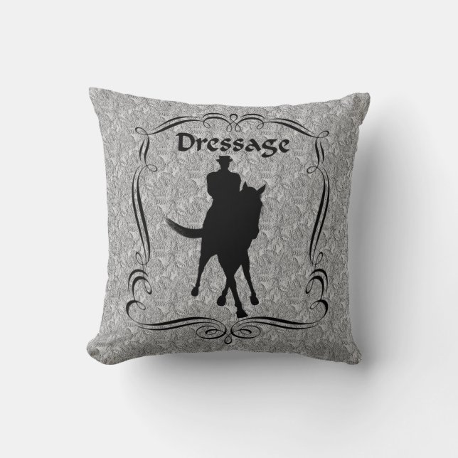 Dressage Horse Rider Silhouette Kudde (Framsida)