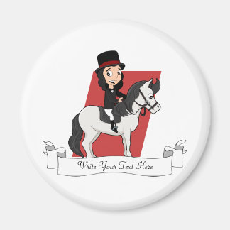 Dressage horse rider tecknad magnet
