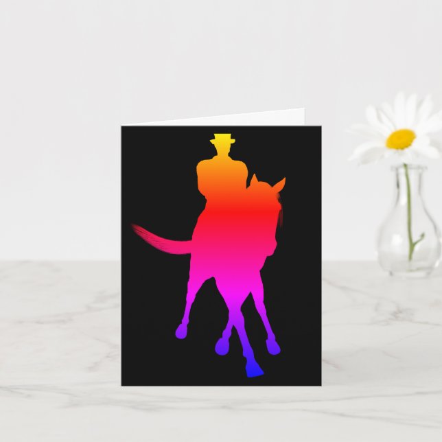Dressage Horse Silhouette Rainbow Blank Note Card Kort (Liten växt)