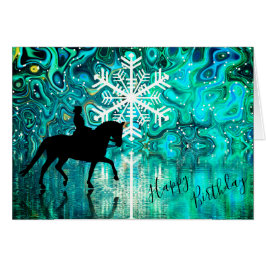 Dressage Horse Winter Snowflake Birthday Card Hälsningskort