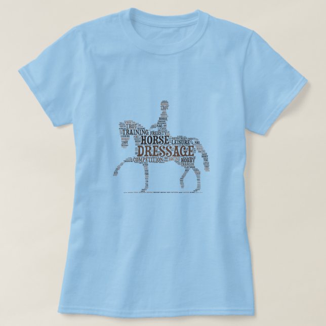 Dressage Horse With Rider In Word Clouds T Shirt (Design framsida)