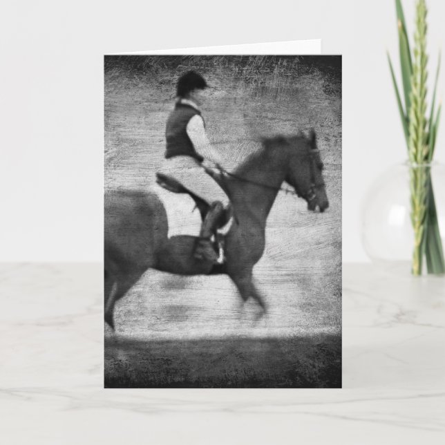 Dressage in Black and White Grunge Kort (Framsida)