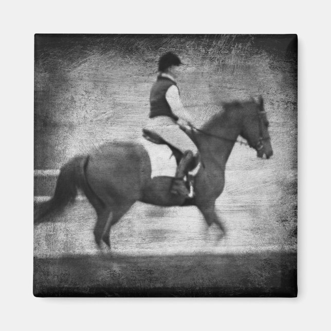 Dressage in Black and White Grunge Magnet (Framsidan)