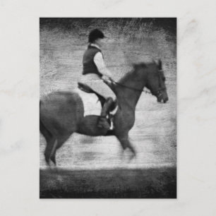 Dressage in Black and White Grunge Vykort