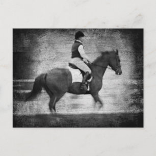 Dressage in Black and White Grunge Vykort