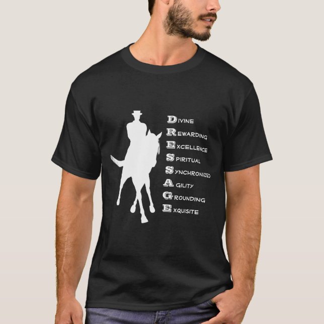 Dressage is Horse Silhouette Mörk T Shirt (Framsida)