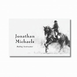 Dressage Professionell Black & White Horse Sketch Visitkort