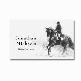 Dressage Professionell Black & White Horse Sketch Visitkort