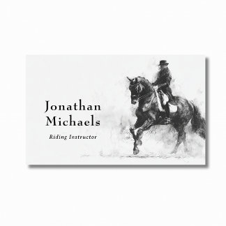 Dressage Professionell Black & White Horse Sketch Visitkort