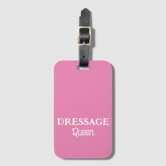 Dressage Queen Rosa Retro Script Equestrian Bagagebricka (Framsida vertikal)