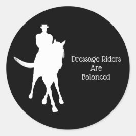 Dressage Riders is Balanced Horse White Runt Klistermärke