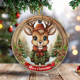 Dressed Whimsical Reindeer Fun Holiday Season 🦌🎄 Julgransprydnad Keramik