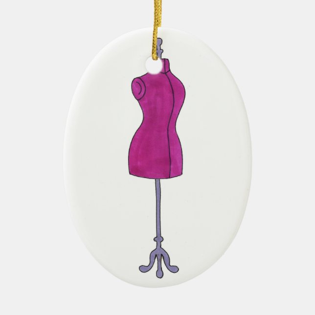 Dressform Mannequin Sewing Mode Costume Design Julgransprydnad Keramik (Framsidan)