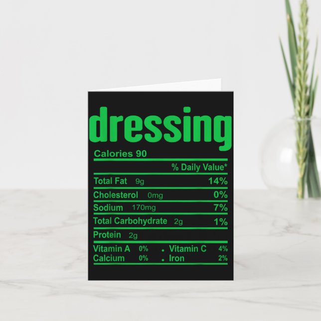 Dressing Nutrition Facts Family Matching Christmas Kort (Framsida)