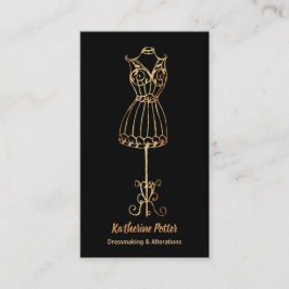 Dressmakare Seamstress Guld Glitter Mannequin Visitkort