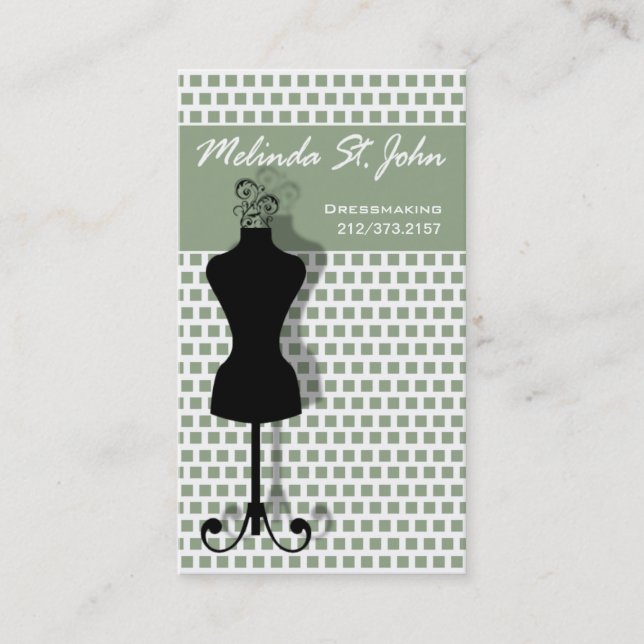 Dressmaker Mannequin Sewing Mode Designer Visitkort (Framsida)