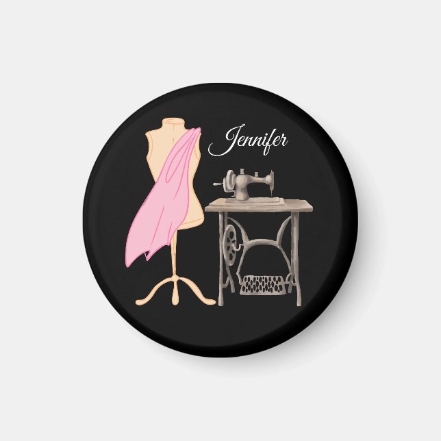 Dressmaker, Sewing Maskin, Anpassade Namn Magnet (Framsidan)