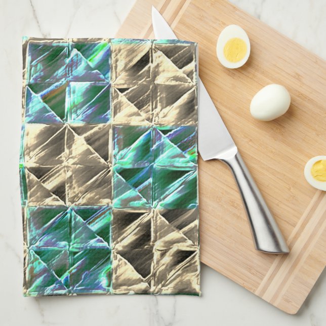 Dressy mint grönt till beige plattor eller nedfläc kökshandduk (Vikt i Fjärdedel)