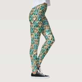 Dressy mint grönt till beige plattor eller nedfläc leggings
