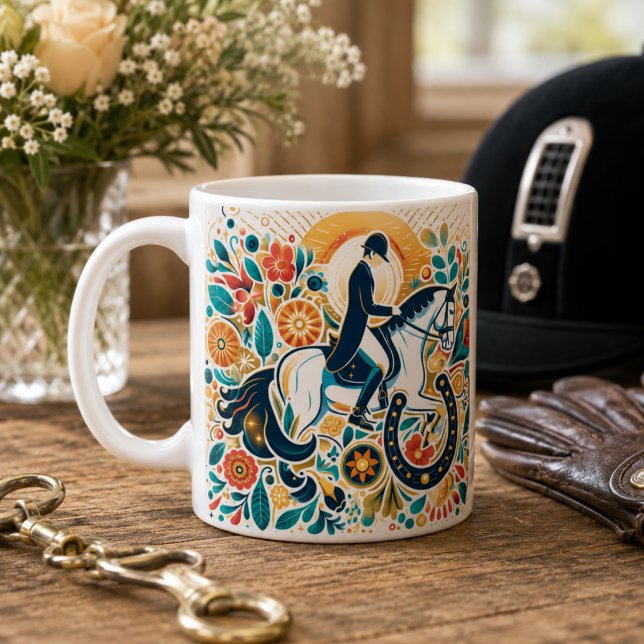 Dressyr Ridning Ryttare Häst Mugg (Dressage Riding Rider Horse Mug)