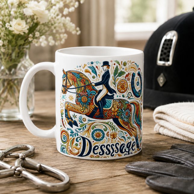 Dressyr Ridning Ryttare Häst Mugg (Dressage Riding Rider Horse Mug)