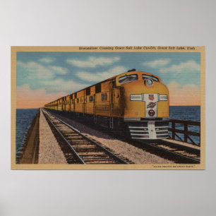 Drev som korsar Great Salt Lake, Ogden, Utah Poster