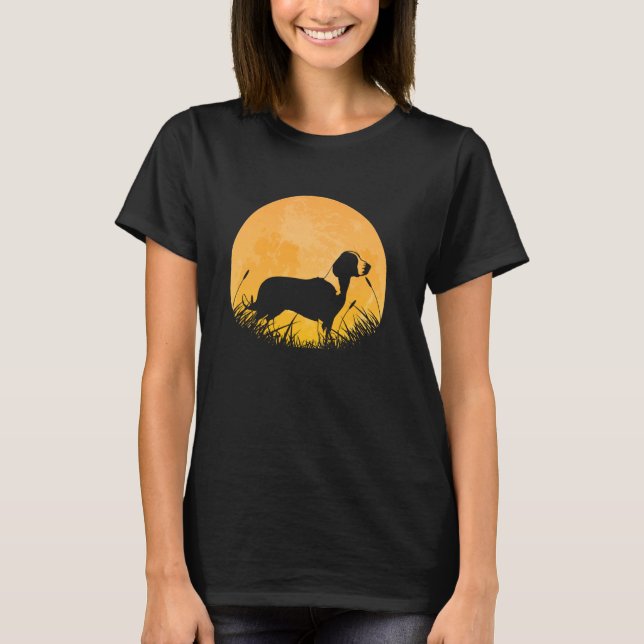 Drever Easy Halloween Outfit Hund Valp Puppy Måne  T Shirt (Framsida)
