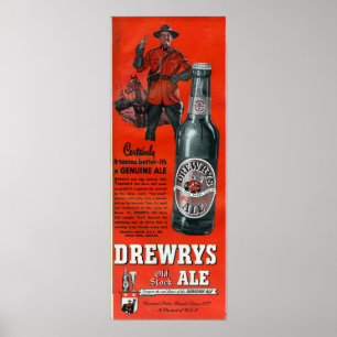 DREWRYS GAMLA CANADIAN BEER-POSTER I LAGRAR ALE-VI POSTER