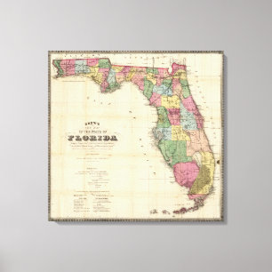 Drews ny karta av det statligt av Florida Canvastryck