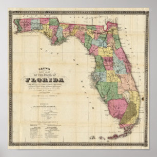 Drews ny karta av det statligt av Florida Poster