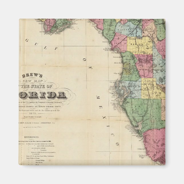 Drews nya Karta i delstaten Florida Magnet (Framsidan)